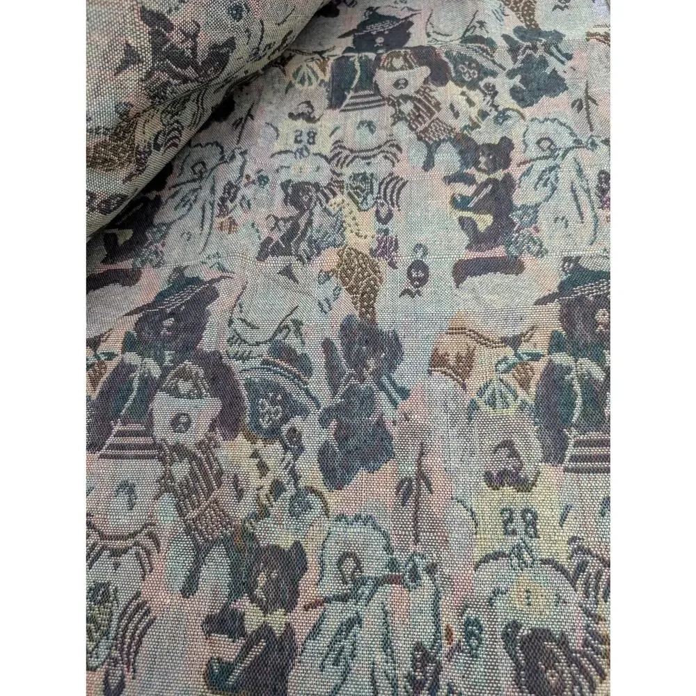 Vintage Teddy Bear Jacquard Tapestry Woven Fabric Material Remnant 60x30inch